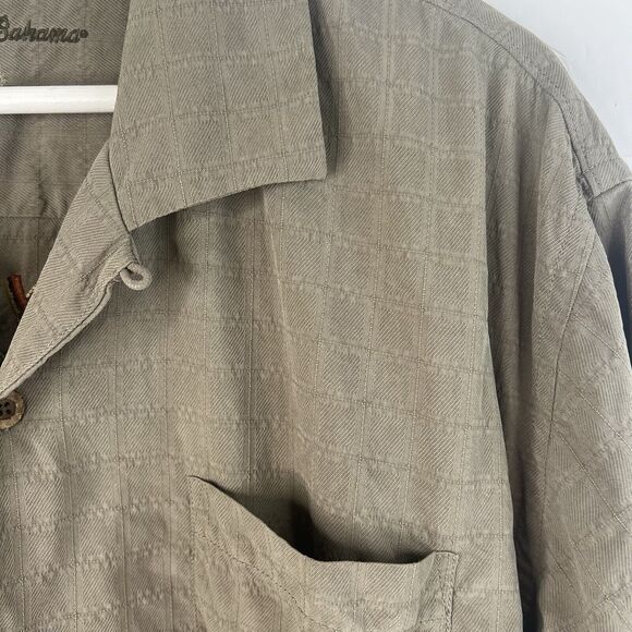 Tommy Bahama Size XL Shirt Silk Camp Embroiderd Island Bar Fly Fishing Brown - Picture 4 of 16